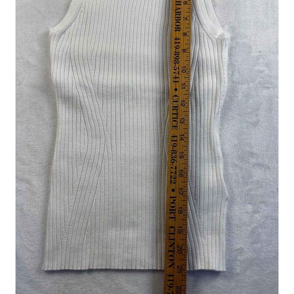 Madewell Tank Sweater White Knit Ribbed Sleeveless Mock Neck Sleeveless Top XXS - Picture 10 of 13